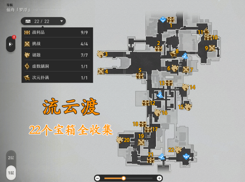 崩坏星穹铁道流云渡宝箱在哪里 崩坏星穹铁道流云渡22个地图宝箱全收集大全